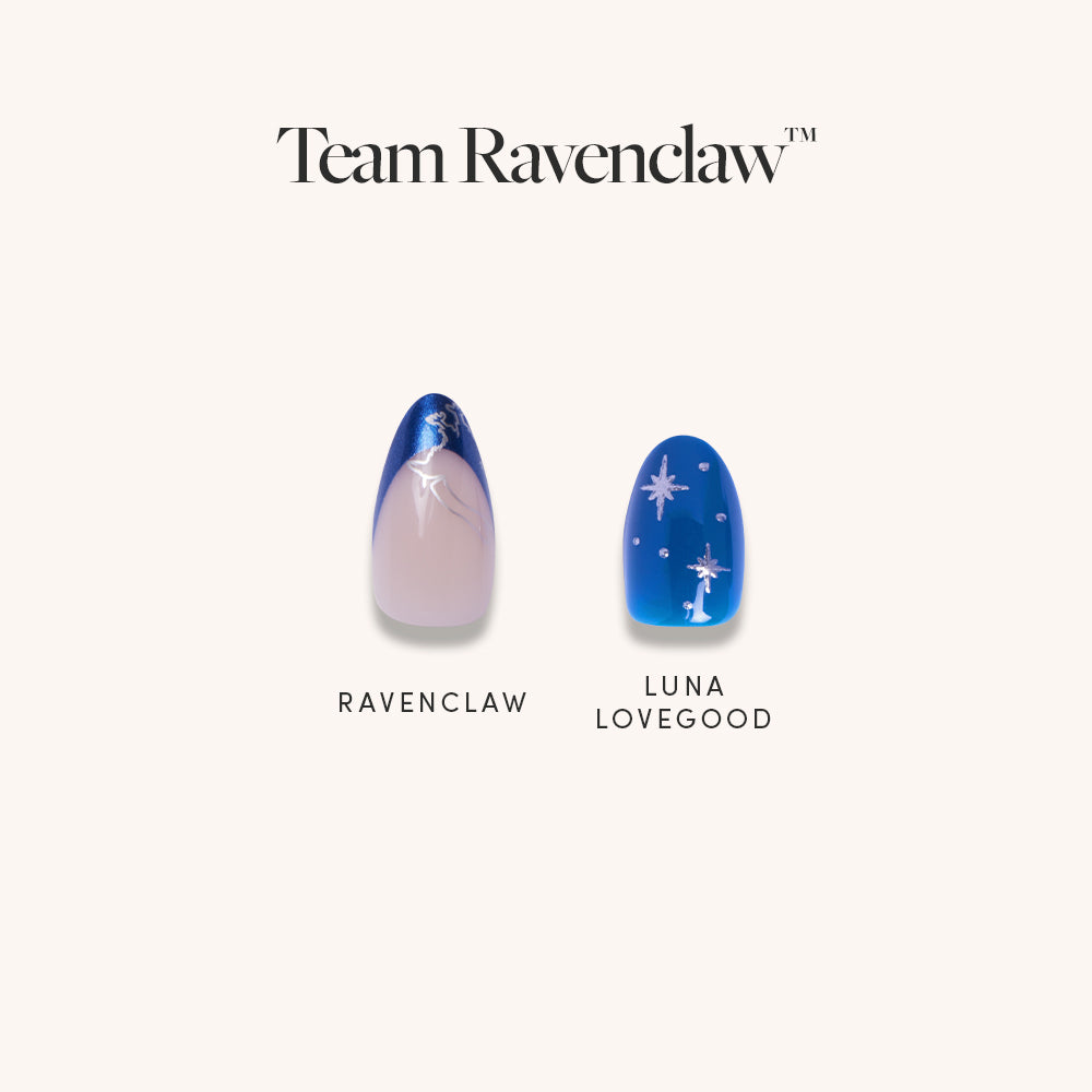 Two nail designs labeled 'Ravenclaw' and 'Luna Lovegood' with 'Team Ravenclaw' text above. - Product image
